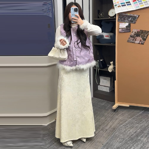 马甲女夹棉坎肩女打底衫半身裙潮