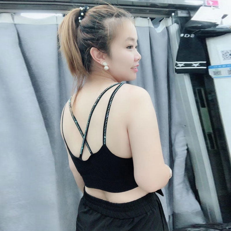 大码女亮钻文胸均码高弹显瘦新款胸罩胖mm美背打底吊带小背心围胸