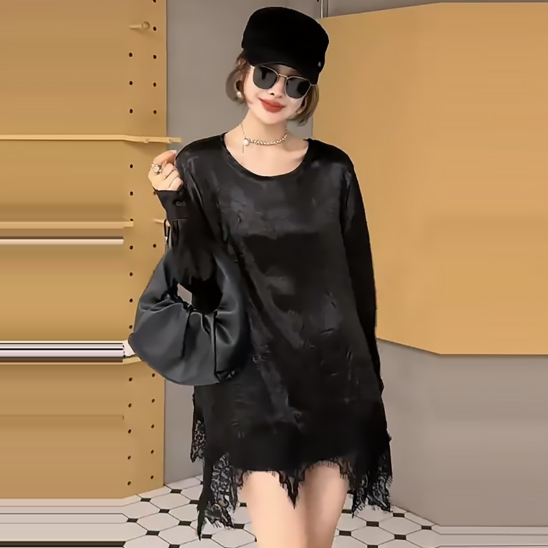 蕾丝花边复古长袖打底衫女上衣胖mm2026春冬新款宽松大码显瘦女装,女装/女士精品,大码内搭,淘宝优惠券,粉丝福利购,淘宝优惠卷