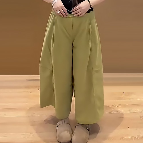 慵懒风加绒休闲女裤高腰九分裤子