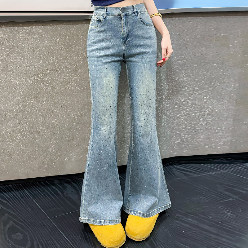 弹力亮钻喇叭裤时尚休闲牛仔裤胖mm2026早春新款宽松显瘦大码女装,女装/女士精品,大码裤装,淘宝优惠券,粉丝福利购,淘宝优惠卷