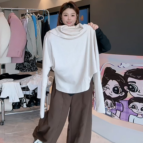 个性蝙蝠袖打底衫女弯刀阔腿裤子