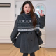 新款 休闲韩系收腰加棉毛呢大衣披肩胖mm2025显瘦宽松冬季 女装 大码