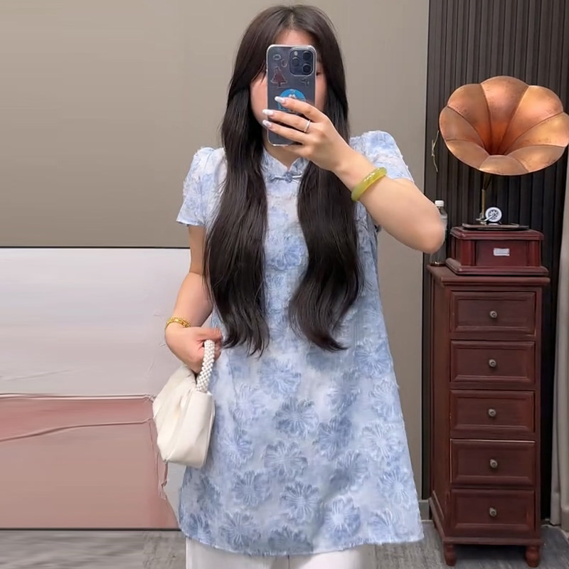 提花改良旗袍上衣垂感阔腿裙裤子胖mm2025秋季款显瘦宽松大码女装,女装/女士精品,大码套装,淘宝优惠券,粉丝福利购,淘宝优惠卷