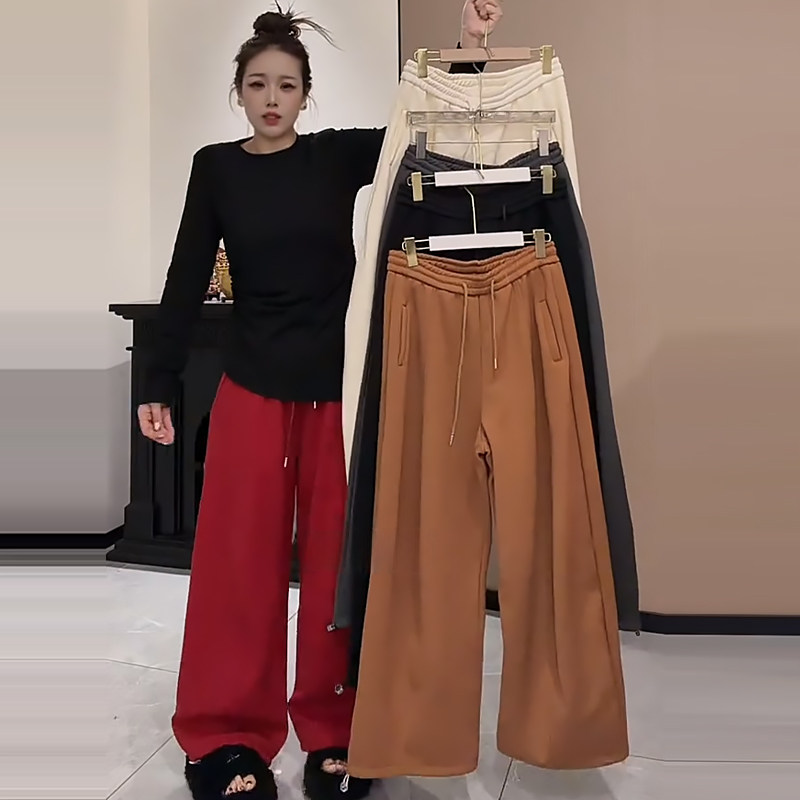 加绒开叉打底衫阔腿弯刀裤卫裤胖mm2025冬季新款显瘦宽松大码女装,女装/女士精品,大码套装,淘宝优惠券,粉丝福利购,淘宝优惠卷