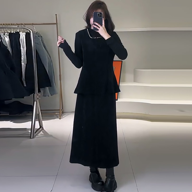 法式钉珠马甲打底衫半身裙套装胖mm2024冬季新款显瘦宽松大码女装,女装/女士精品,大码套装,淘宝优惠券,粉丝福利购,淘宝优惠卷