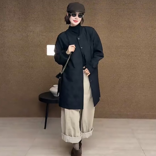 中长款复古长袖外套女休闲上衣潮