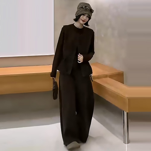 收腰坎肩马甲女打底衫休闲女裤子