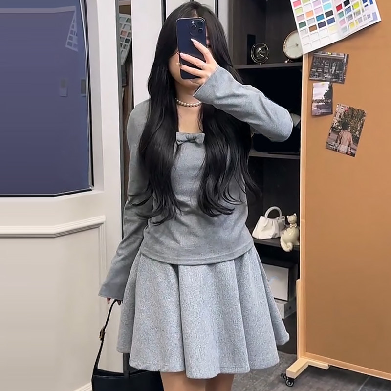 纯欲风性感蝴蝶结上衣高腰半身裙胖mm2026春冬款显瘦宽松大码女装,女装/女士精品,大码套装,淘宝优惠券,粉丝福利购,淘宝优惠卷