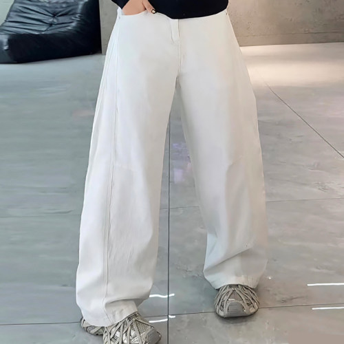 百搭弯刀牛仔裤高腰休闲女裤子胖mm2026秋季新款宽松显瘦大码女装