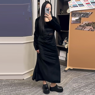 拼蕾丝镂空连衣裙方领长袖包臀裙胖mm2026显瘦宽松大码春新款女装