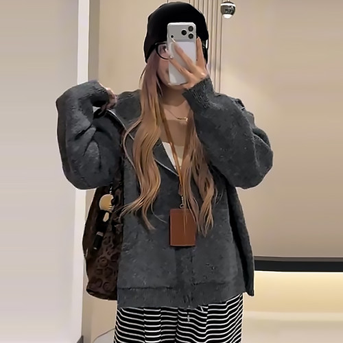 连帽毛衣外套秋冬加厚针织开衫女