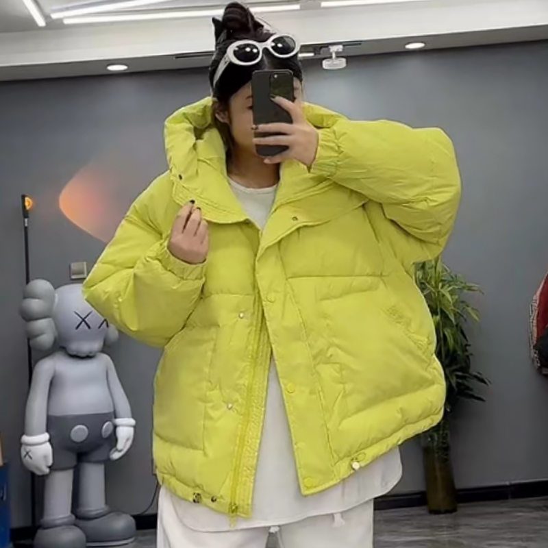 糖果色长袖棉服宽松加肥棉衣外套