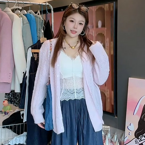 慵懒风针织毛衣开衫女长袖外套潮