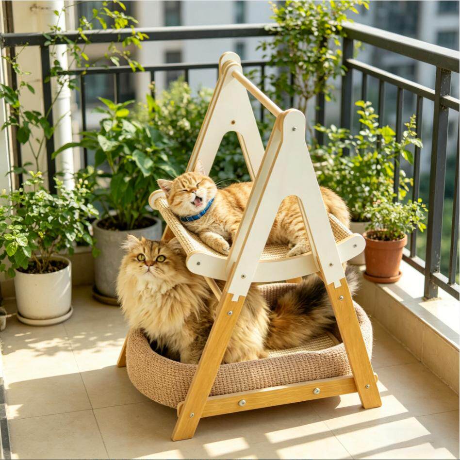 双层猫窝吊床宠物荡秋千猫玩具猫抓板猫咪沙发猫抓垫摇篮麻垫躺椅