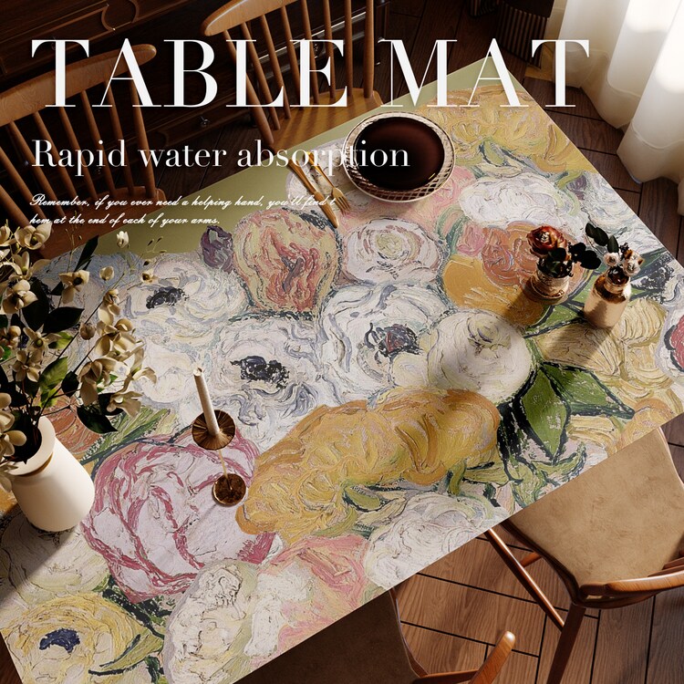 梵高创意花朵皮革桌垫防水防油耐高温免洗PVC桌垫茶几布餐桌垫可,居家布艺,桌布,淘宝优惠券,粉丝福利购,淘宝优惠卷