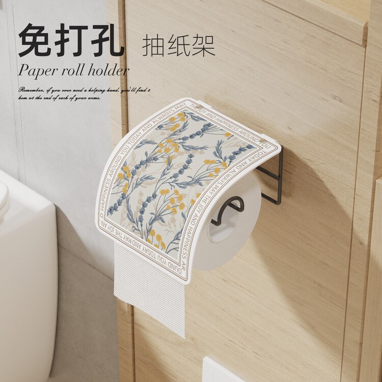 美式手绘花鸟卫生间卷纸架卷纸盒免打孔纸巾盒抽纸架厕所洗手间壁