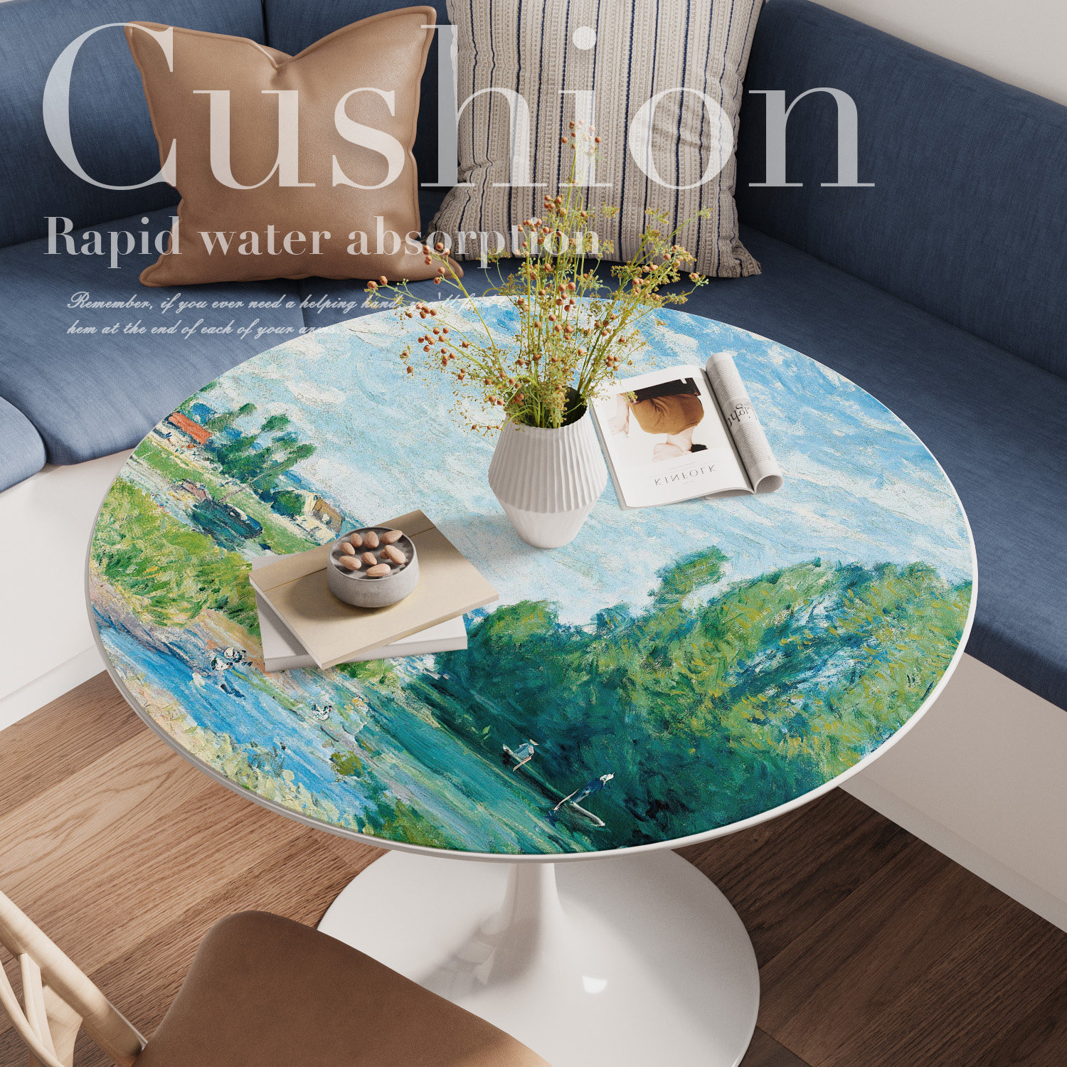 莫奈印象派陶瓷隔热防烫餐桌防水锅垫北欧复古圆形水杯垫防滑垫子,餐饮具,餐垫,淘宝优惠券,粉丝福利购,淘宝优惠卷