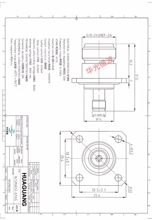 射频转接器 N/SMA-KFKG不锈钢 N母头转SMA母头四孔法兰 防水接头