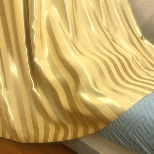 黄色条纹客厅卧室儿童出租房宿舍厂房幼儿园教室小窗户遮光短窗帘