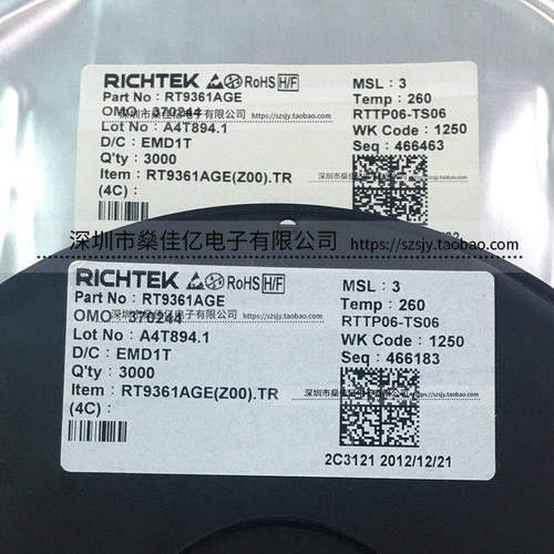 RT9361AGE 丝印D3= SOT23-6 原装正品