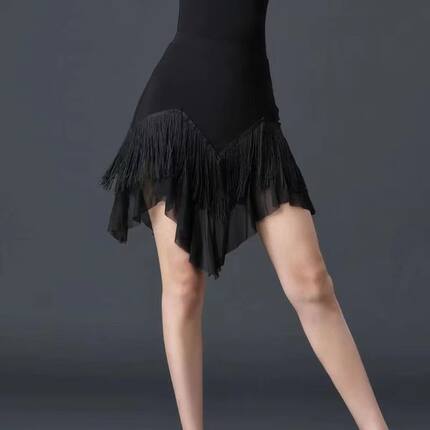 新款拉丁舞半身裙女成人国标流苏舞蹈裙交谊舞练功练习演出