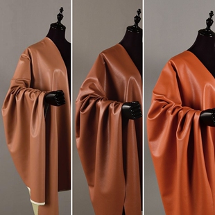 棕色驼色系-超柔蛋白皮革 微弹PU柔软绵羊皮夹克外套裤子裙子布料