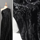 纯黑色钻石绒面料 光泽感柔软四面弹力压花韩国丝绒裙子礼服布料