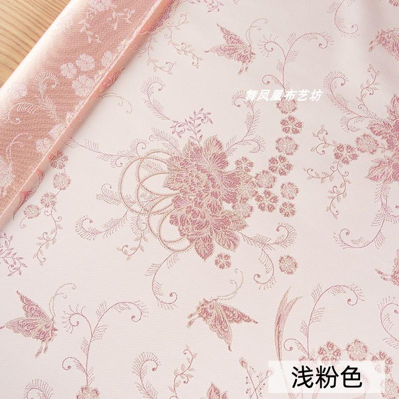 柔软蝴蝶采花蜜织锦缎提花面料