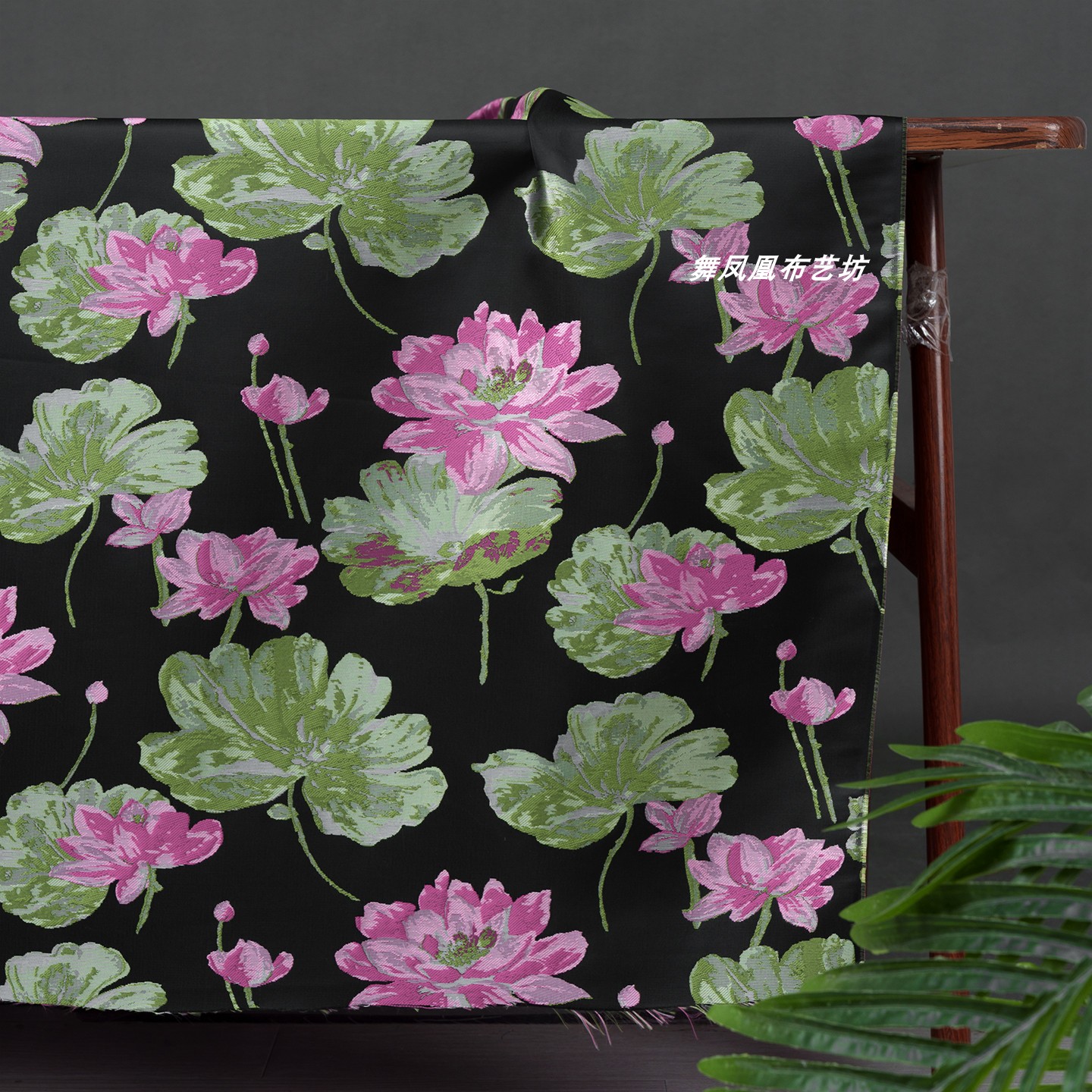 大荷花织锦缎提花面料外套马甲