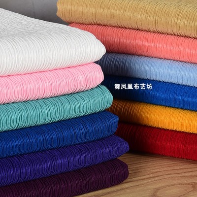 微弹压皱牛肚布料肌理纹树皮皱布