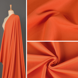 中厚 橙色橘红色哥弟面料 四面弹力柔软抗皱垂感裙子礼服裤子布料