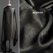 子布料 裙子裤 黑色复古仿醋酸面料 丝滑垂顺压褶肌理鎏金雾面中式