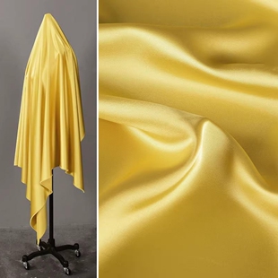 黄色亮面光泽醋酸缎面料 垂坠顺滑吊带裙衬衫裙子礼服绸缎布料