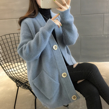 毛衣女2019年新款 女装 潮秋冬慵懒风宽松针织外套女外穿 很仙 开衫