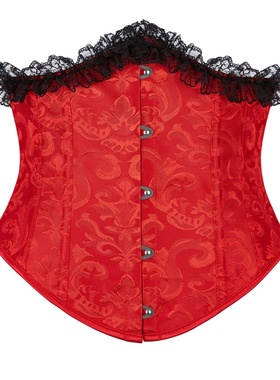 女内衣红色提花束腰上衣宫廷corset绑带收腹胸衣万圣节性感束身衣