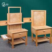 绘岳升级一体式 榉木双抽屉升降画桌椅绘画桌侧拉托盘培训画室桌子