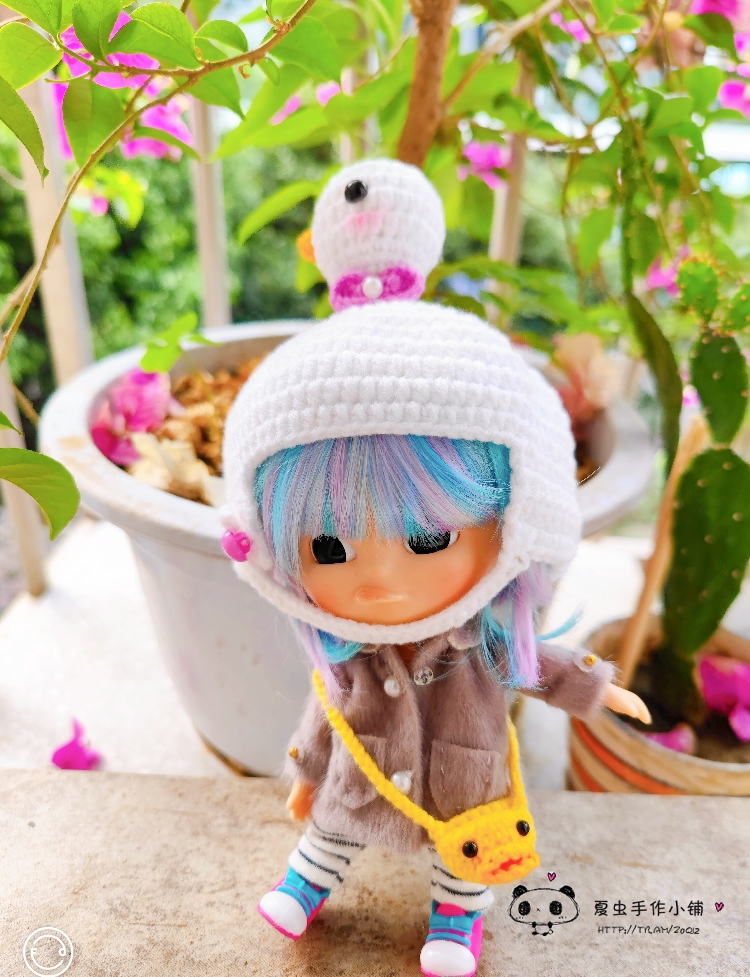 ixtee 妹头娃娃手工衣服 ixdoll 配件 大白鹅帽子 小黄鸭斜挎包
