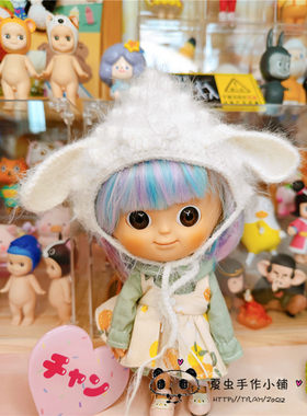 ixtee妹头娃娃野蛮宝贝大头点点小布blythe ixdoll帽子 绵羊卷帽