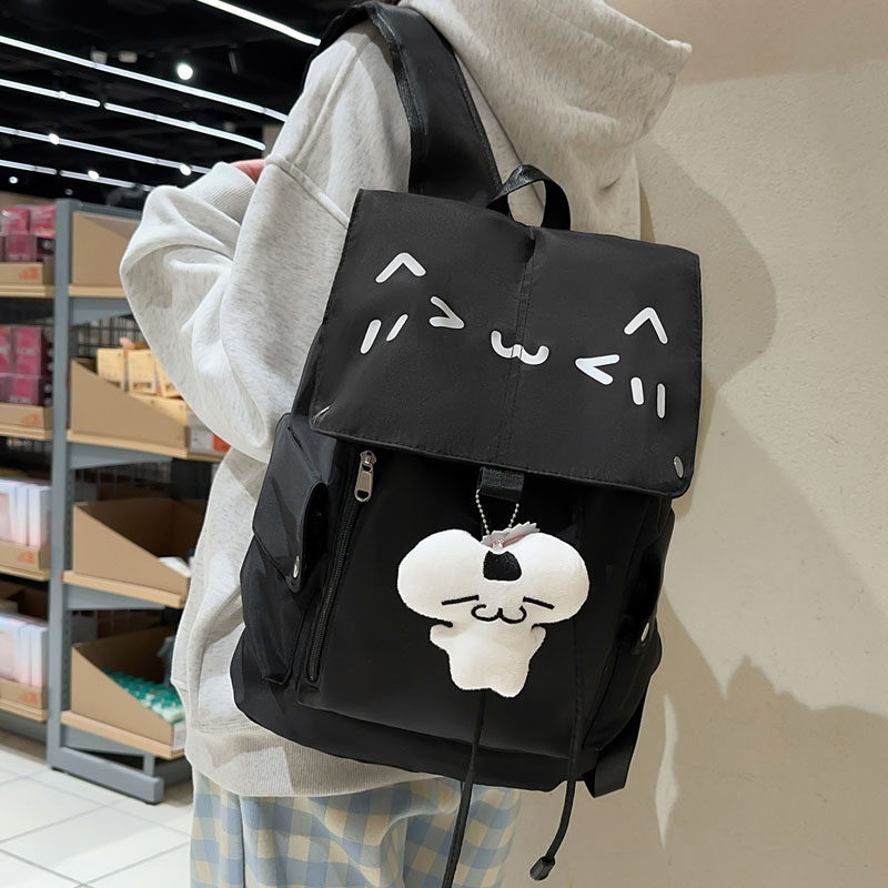 高颜值可爱猫咪抽绳书包女双肩包