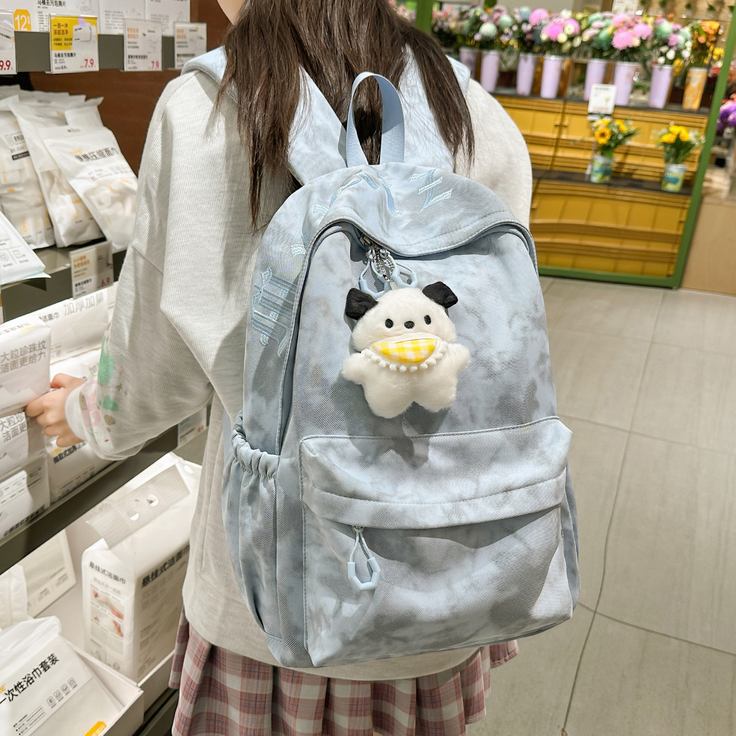 高颜值潮流扎染大学生书包女高中生初中学生双肩包个性旅游背包男