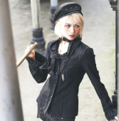 衬衫 熠先生 褶花黑色春夏长袖 古典哥特荷叶领弹力修身 蒸汽大陆