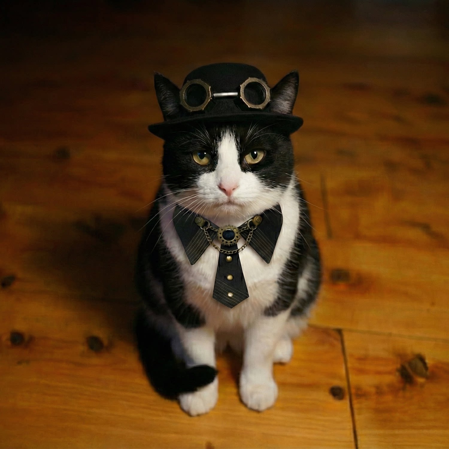 蒸汽大陆 蒸汽朋克猫咪狗宠物服装饰品绅士领带假领拍照造型道具