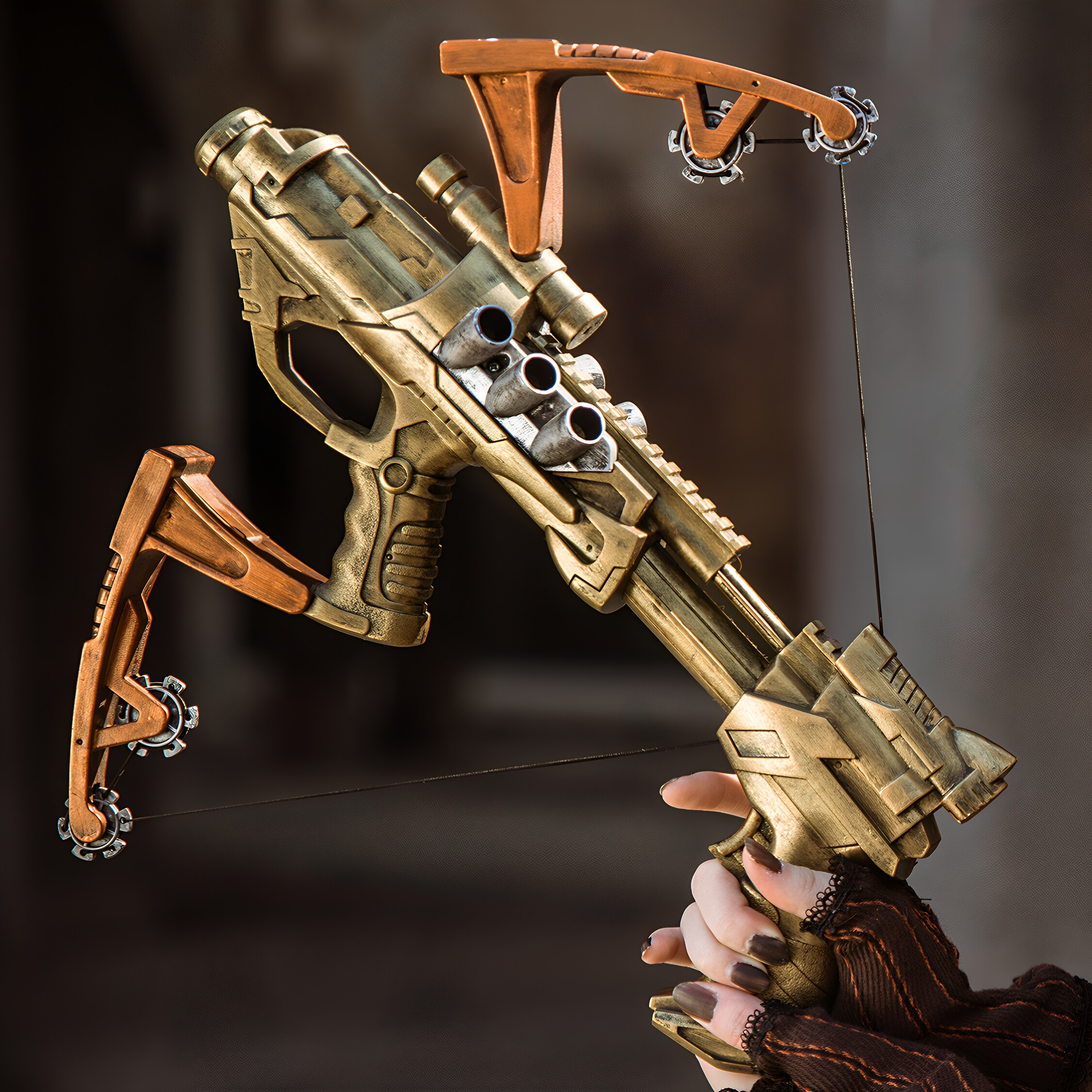 Mr. Yi's Punk Continent Steampunk Retro Metal Cosplay Shooting Toy Model Bow and Arrow Crossbow