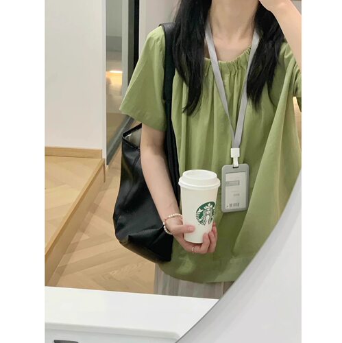 绿色天丝亚麻小衫短袖衬衫女夏季2026新款小个子高级感娃娃衫上衣