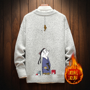 电商A040A-M19014加绒款-P65 秋冬加绒宽松毛衣男线衫图片