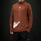 M18013加绒款-P65半高领加厚加绒毛衣男大码胖子针织衫保暖外套，男装针织衫/毛衣，电商A040A
