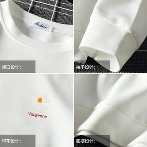T4059-P25 字母印花帅气百搭长袖t恤男大码胖子卫衣薄外套图片