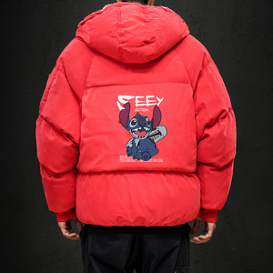 MY16038-P100史迪仔卡通加厚加绒面包服加肥加大码男青少年胖子图片