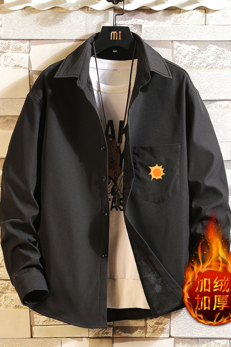 CS15018加绒款P55加厚加绒衬衫男保暖衬衣长袖寸衫上衣服外套,男装衬衫,电商A040A